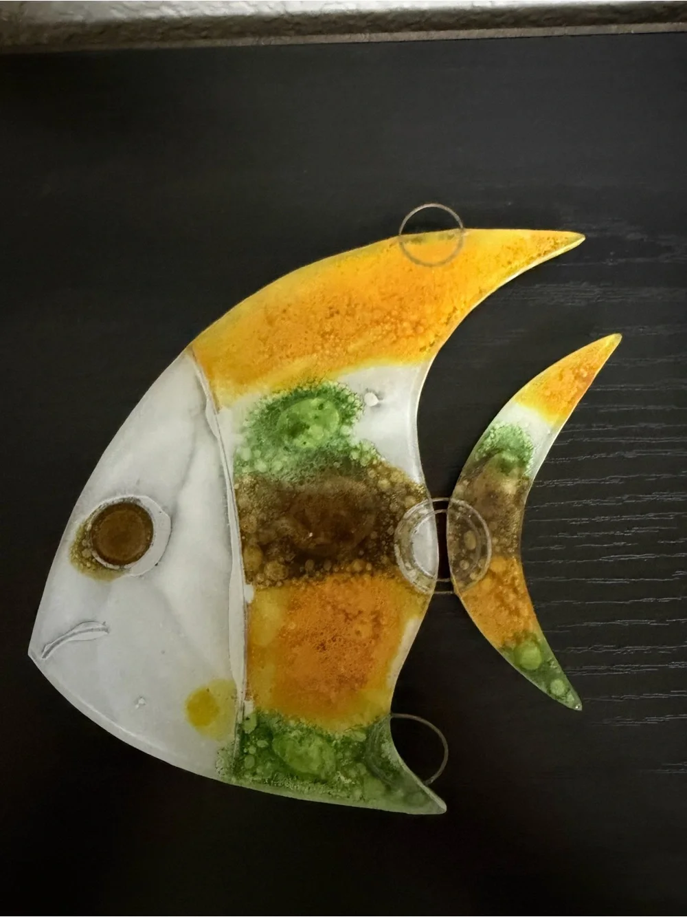Set of 3 Vintage Mid Century Fused Art Glass Fish Wall Plaques, Higgins Style